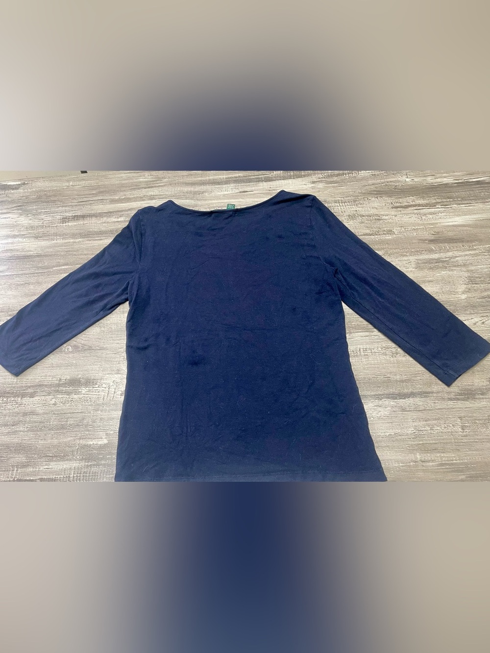 Lauren Ralph Lauren Navy 3/4 Sleeve Boatneck Top